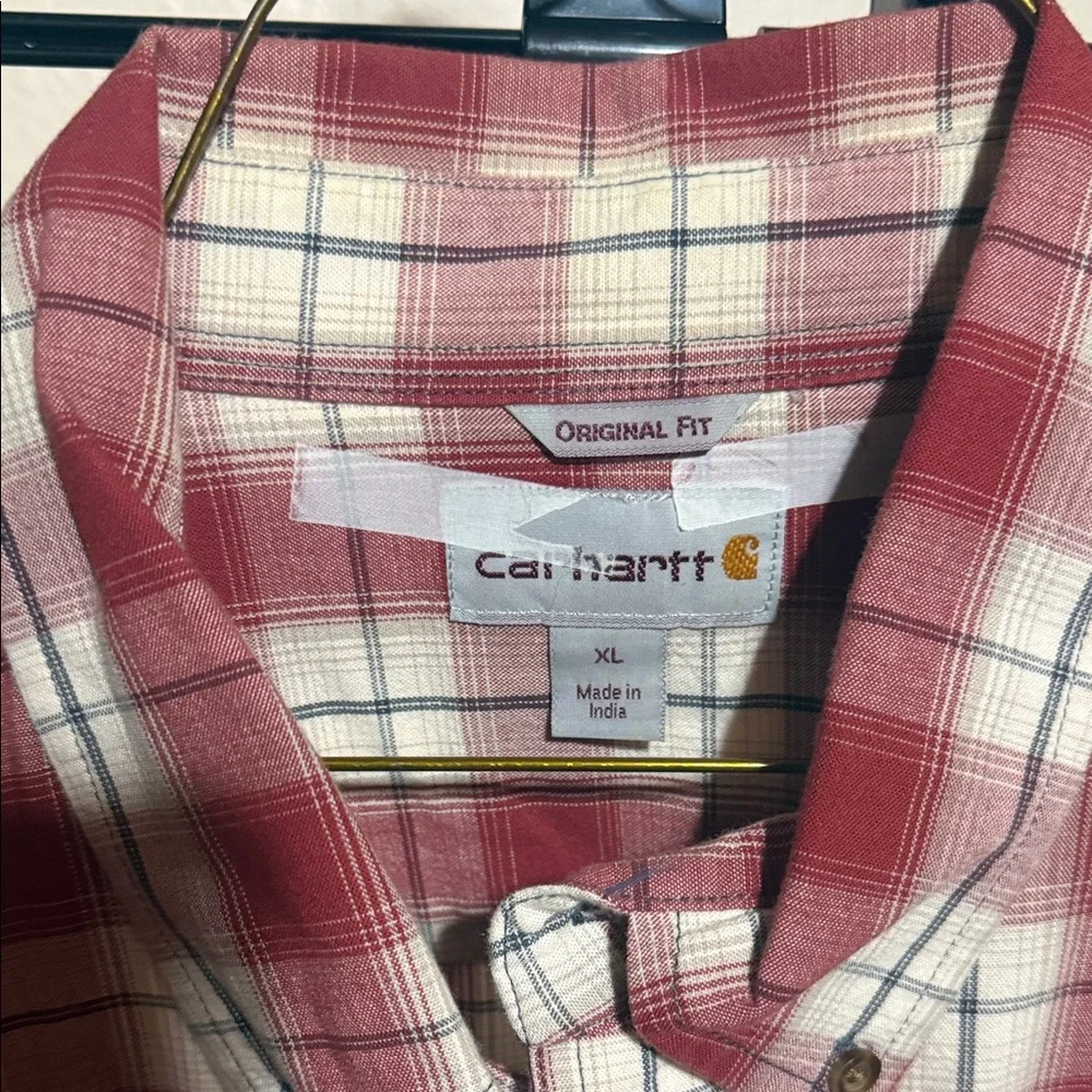 Carhartt Men's Casual Red and White Plaid‎ Shirt